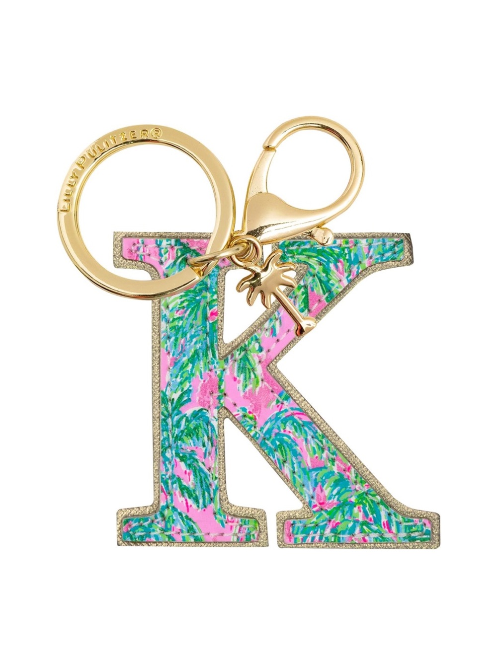 Lilly Pulitzer Gold & Pink 'K' Monogram Keychain